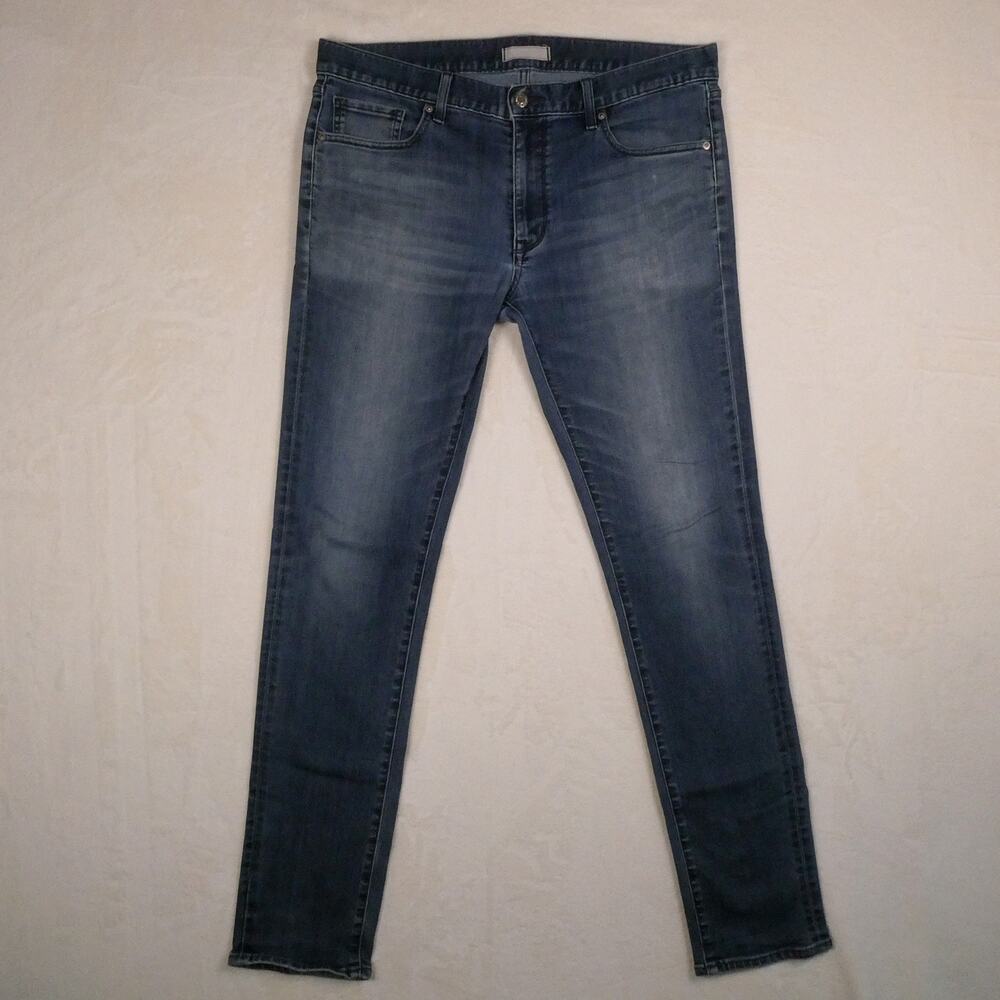 Uniqlo Low Rise Skinny Jeans Size 35x34 Medium Wash Japanese Denim Whiskering